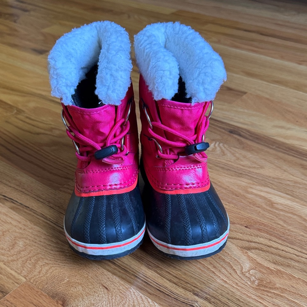 Sorel Pink and Black Kids Snow Boots